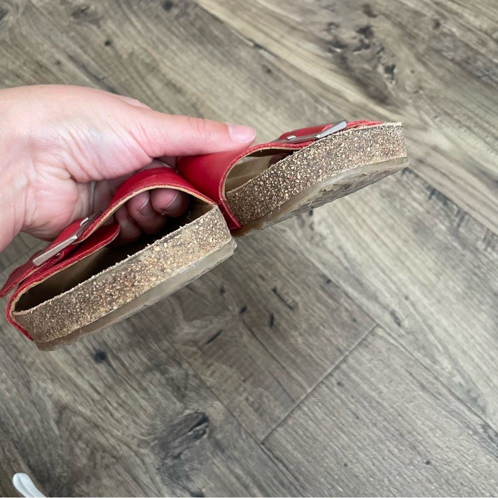 HAFLINGER Gina Red Leather Buckle Slide Slip On Sandals - Picture 4 of 11